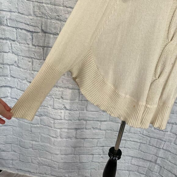 INC women S silk blend Longsleeve turtleneck poncho white - Picture 7 of 12